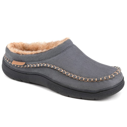 Hot Sale! Limited Stock!Men's Daily Non-Slip Warm Plush Wide Toe Slip-On Loafers Slippers