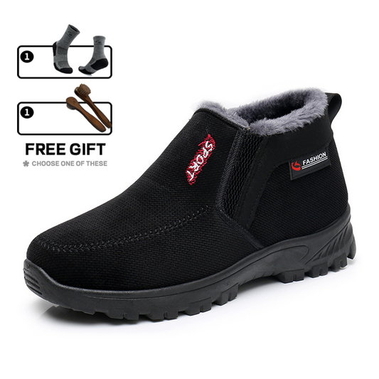 (Limited Time 70% Discount Event) Men's 2024 Winter New Waterproof And Non-Slip Slip-On Warm Cotton Shoes Correction Ankle Support Wide Toe Arch Support Sports Shoes