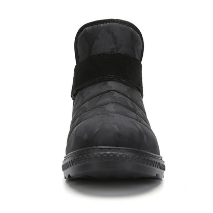 (Limited Time 70% Discount Event) Men's 2024 Winter New Warm Waterproof Non-Slip Puncture-Resistant Velcro Slip-On Snow Boots Ankle Support Orthopedic Wide Toe Arch Support Cotton Shoes
