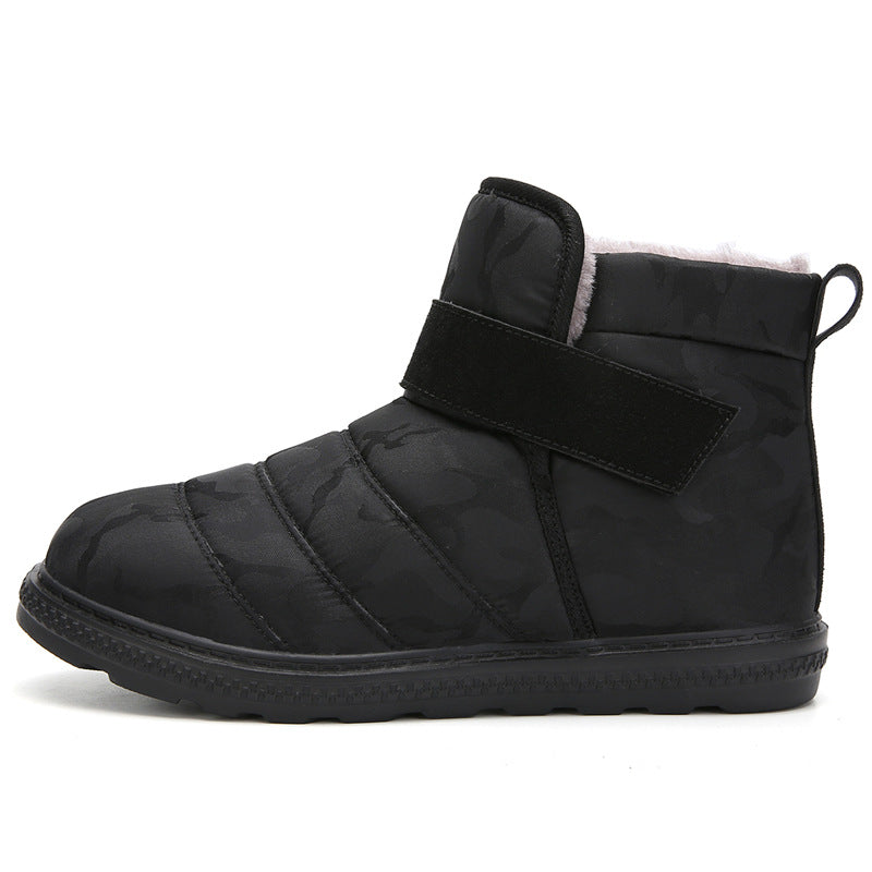 (Limited Time 70% Discount Event) Men's 2024 Winter New Warm Waterproof Non-Slip Puncture-Resistant Velcro Slip-On Snow Boots Ankle Support Orthopedic Wide Toe Arch Support Cotton Shoes
