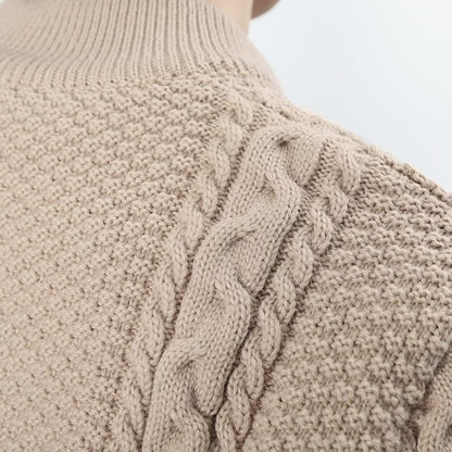 Men's Solid Color Leisure Long Sleeved Knit Sweater Cardigan