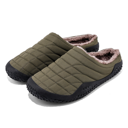 (Limited Time Sale 49%off)Men slippers home winter indoor warm plush shoes thick bottom waterproof leather house slippers cotton shoes